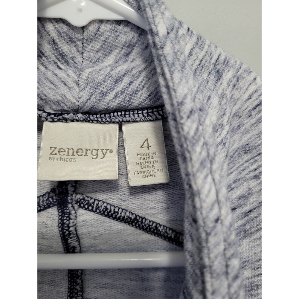 Chico's Zenergy Moto Zip Spacedye Jacket Womens 4 4X Pockets Zip Gray Blue Blend - Picture 2 of 5